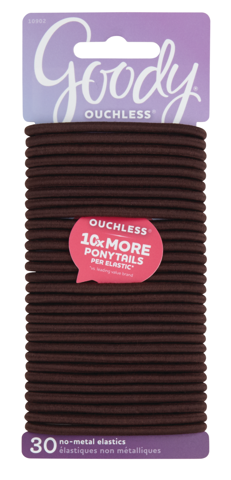 Goody Ouchless Hair Ties Elastics Ponytail Holders 30 CT Brown for Medium Hair